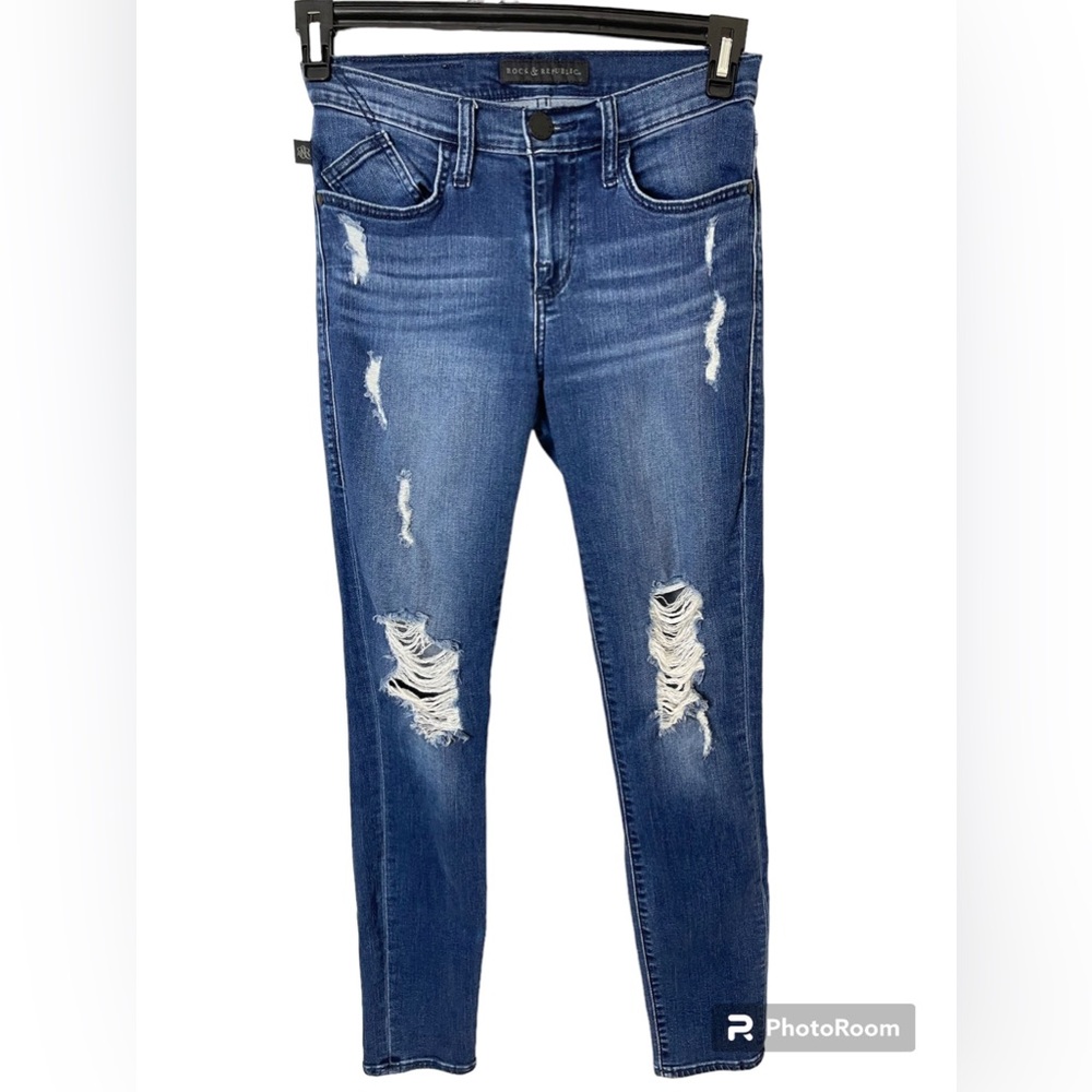 Rock & Republic Distressed Skinny Mid Rise Jeans Size 4